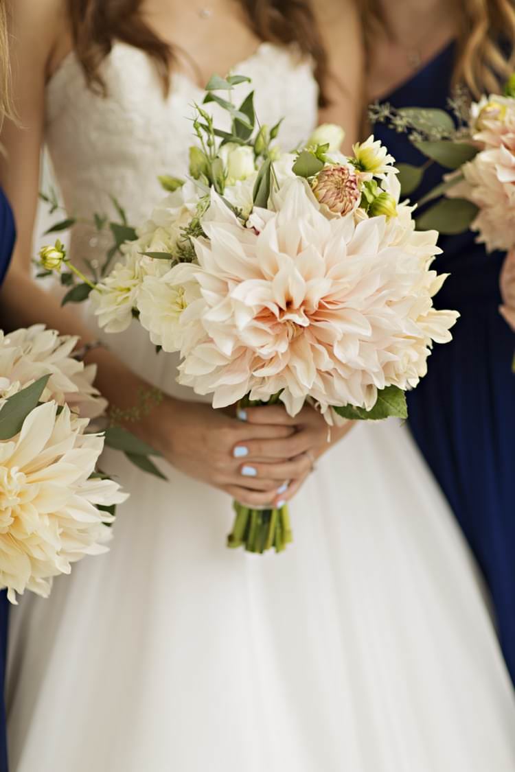 Bouquet Peach Pink White Flowers Dahlia Bride Blue Nails Elegant Classic Outdoor Wedding Washington http://www.courtneybowlden.com/