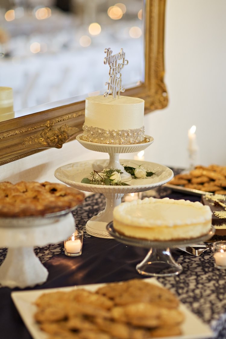 Wedding Cake Pearls Beads Happily Ever After Topper Dessert Table Elegant Classic Outdoor Wedding Washington http://www.courtneybowlden.com/