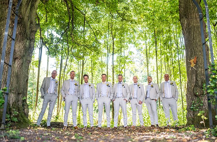 Pale Next Suits Groomsmen Braces Bow Ties Yellow Outdoor Festival Summer Wedding http://lighteningphotography.co.uk/