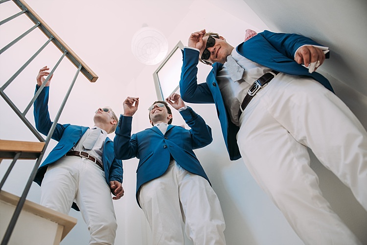 Groomsmen Royal Blue Coat White Chino Beautiful Traditional Greek Destination Wedding in Cyprus http://www.jonnybarratt.com/