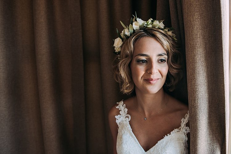 Bride Stella York Lace Gown Flower Crown Beautiful Traditional Greek Destination Wedding in Cyprus http://www.jonnybarratt.com/
