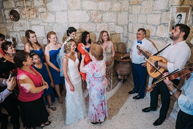 Bride Stella York Lace Gown Flower Crown Family Beautiful Traditional Greek Destination Wedding in Cyprus http://www.jonnybarratt.com/