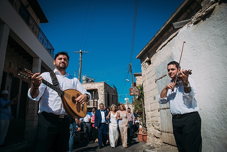Bride Stella York Lace Gown Flower Crown Parents Live Music Beautiful Traditional Greek Destination Wedding in Cyprus http://www.jonnybarratt.com/