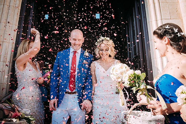 Bride Stella York Lace Gown Groom Royal Blue Coat Red Tie Celebrate Beautiful Traditional Greek Destination Wedding in Cyprus http://www.jonnybarratt.com/