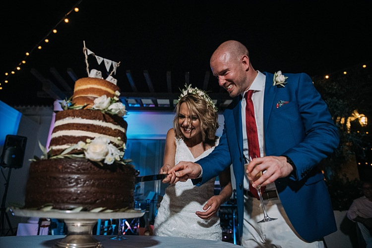 Bride Stella York Lace Gown Flower Crown Groom Royal Blue Red Naked Cake Beautiful Traditional Greek Destination Wedding in Cyprus http://www.jonnybarratt.com/