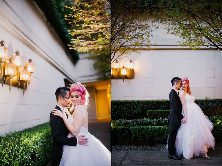 Bride Lauren Elaine Floral Tulle Gown Groom Gardens Lamps Opulent Pink Gold Victorian Wedding in Seattle http://www.barrieannephotography.com/