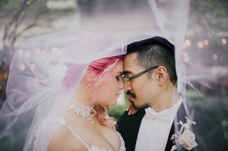 Bride Lauren Elaine Floral Tulle Gown Groom Veil Opulent Pink Gold Victorian Wedding in Seattle http://www.barrieannephotography.com/