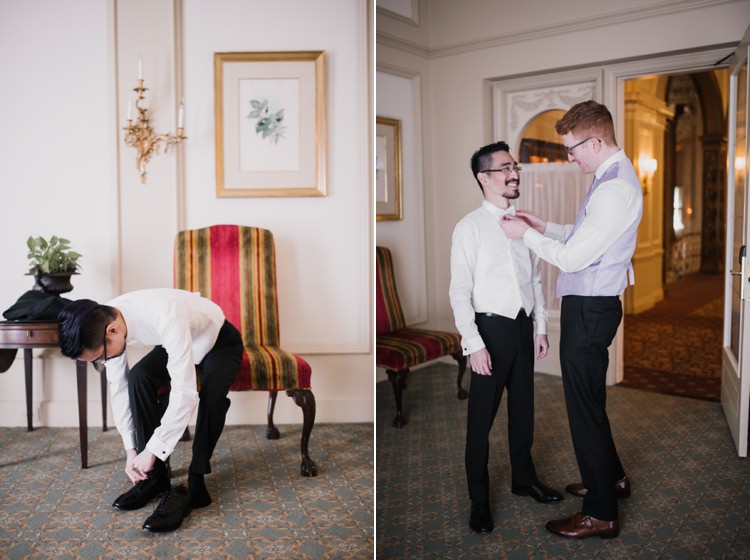 Groom Preparations Opulent Pink Gold Victorian Wedding in Seattle http://www.barrieannephotography.com/