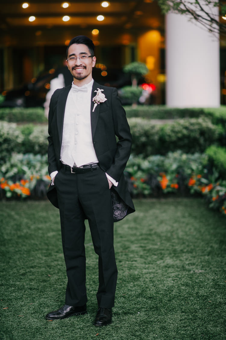 Groom Black Suit White Bowtie Fairmont Olympic Hotel Gardens Opulent Pink Gold Victorian Wedding in Seattle http://www.barrieannephotography.com/