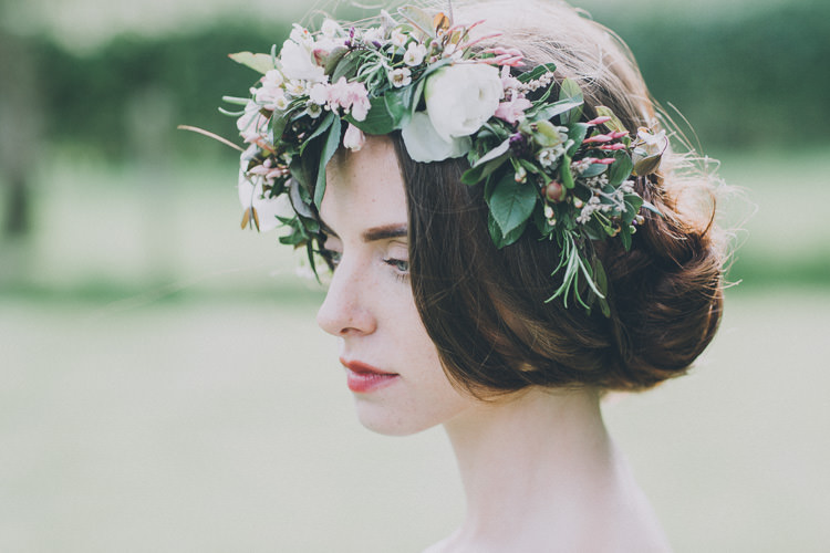 Bride Bridal Flowers Crown Headdress Hair Style Soft Natural Woodland Wedding Ideas http://www.matthoranphotography.com/
