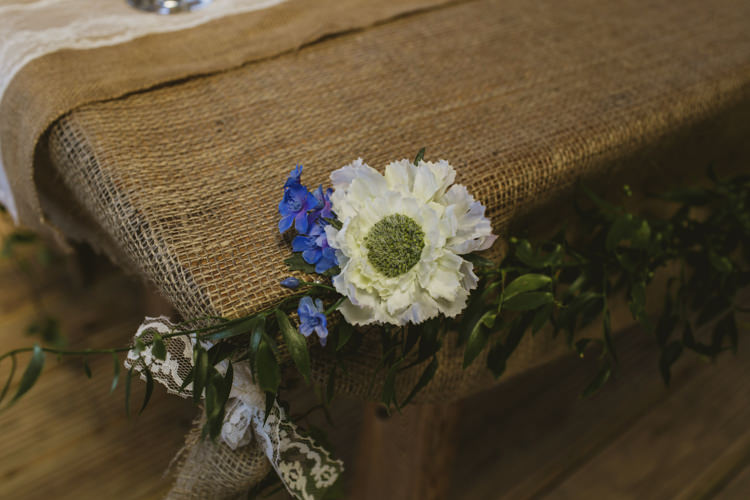 Hessian Table Runner Cloth Flowers Fun Music Rustic Barn Wedding http://www.yorkplacestudios.co.uk/