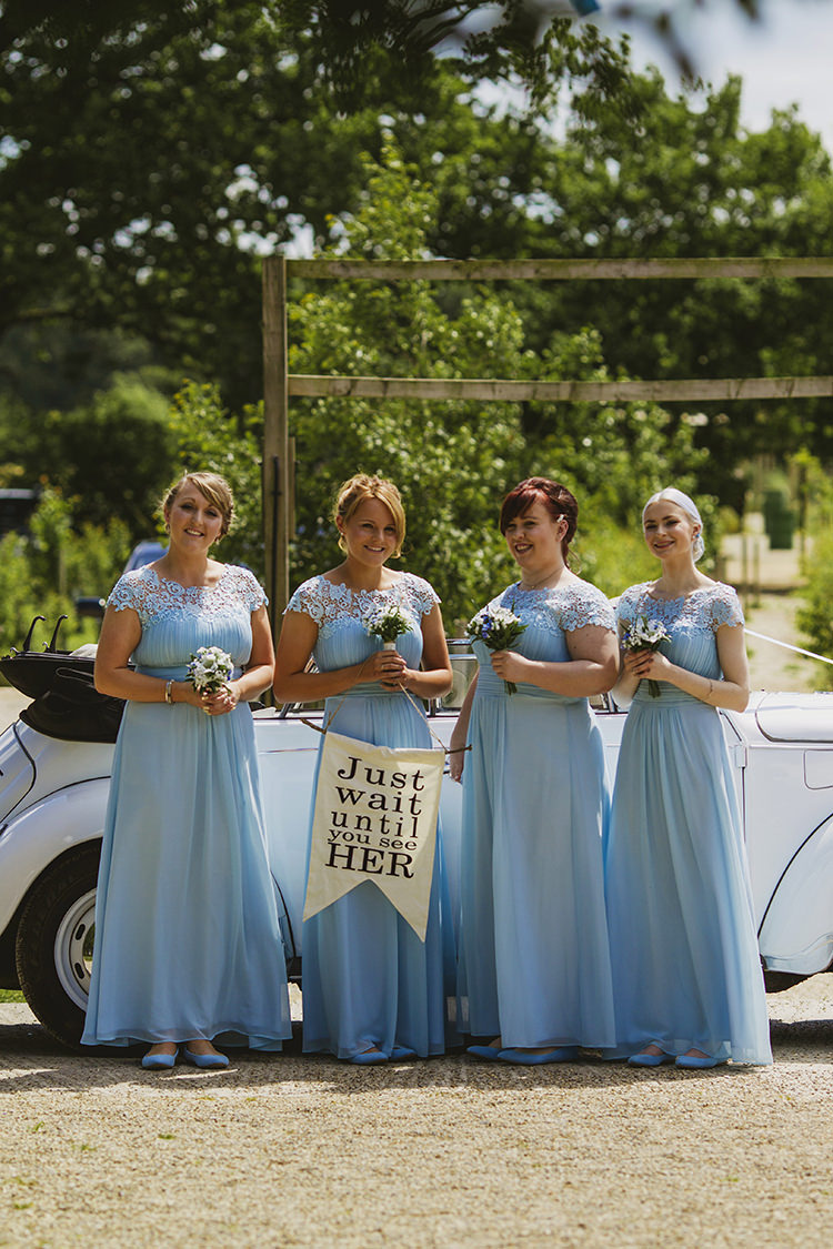 Long Baby Blue Bridesmaid Dressses Banner Just Wait Until You See Her Fun Music Rustic Barn Wedding http://www.yorkplacestudios.co.uk/