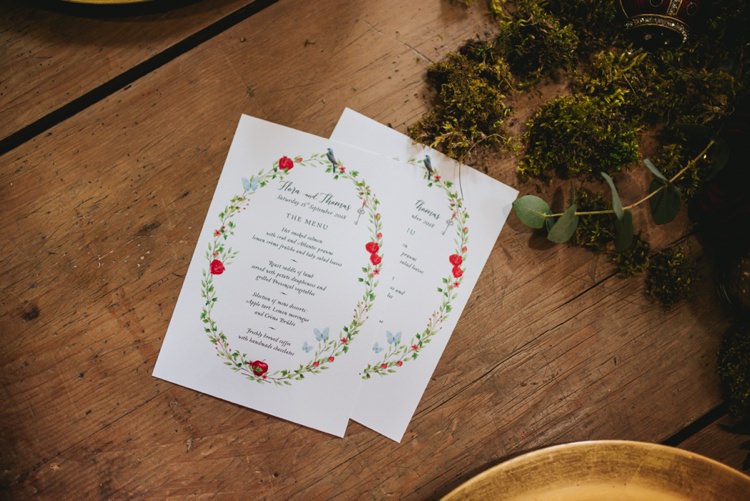 Floral Butterfly Stationery Menu Magical Fairytale Disney Wedding Ideas http://www.beckyryanphotography.co.uk/