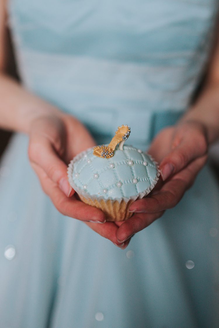 Cinderella Cake Cup Shoe Blue Magical Fairytale Disney Wedding Ideas http://www.beckyryanphotography.co.uk/