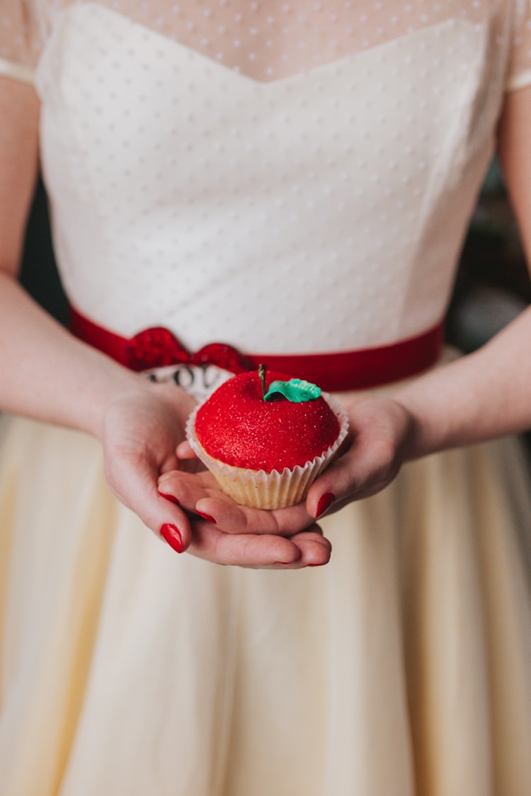Glitter Apple Cup Cake Snow White Magical Fairytale Disney Wedding Ideas http://www.beckyryanphotography.co.uk/