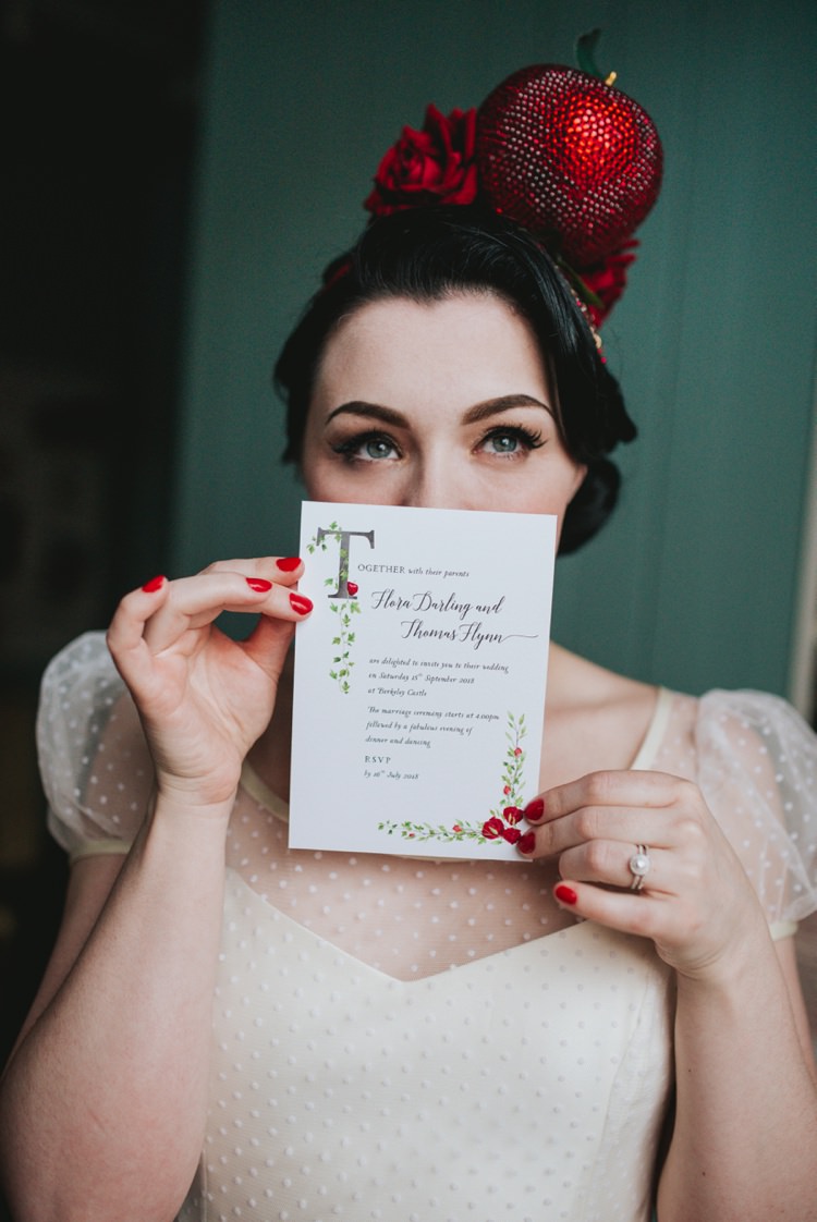 Stationery Snow White Headdress Apple Red Magical Fairytale Disney Wedding Ideas http://www.beckyryanphotography.co.uk/