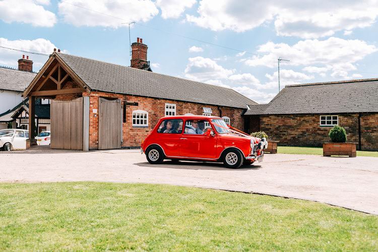 Red Mini Car Tranport Natural Rustic Yellow Wedding http://www.edbrownphotography.co.uk/