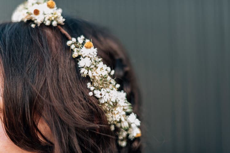 Dried Flowers Crown Daisy Bride Bridal Natural Rustic Yellow Wedding http://www.edbrownphotography.co.uk/