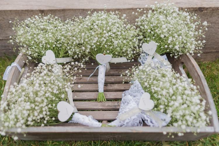 Gyp Gypsophila Baby Breath Bouquets Bridesmaids Pretty Pale Pink Country Barn Wedding http://kerriemitchell.co.uk/