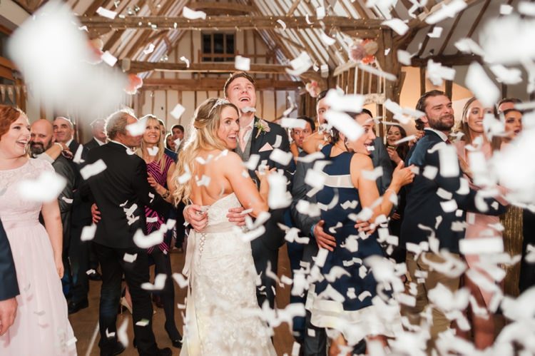 Confetti Cannon First Dance Pretty Pale Pink Country Barn Wedding http://kerriemitchell.co.uk/