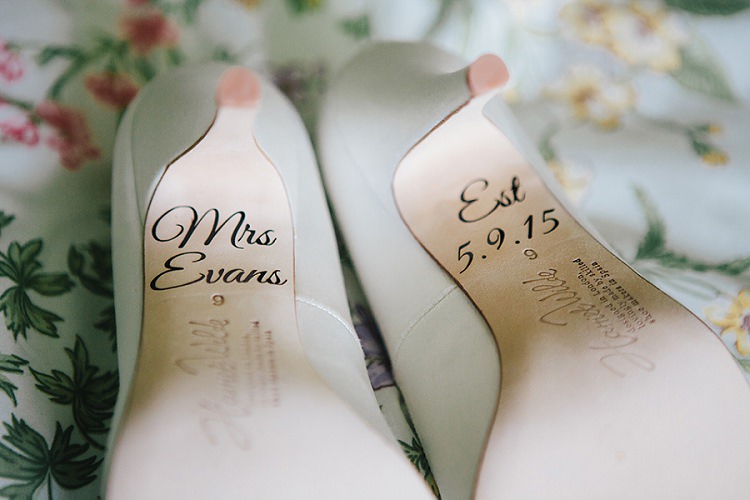 Personalised Shoes Harriet Wilde Bottoms Rustic Woodland Floral Wedding http://kellyjphotography.co.uk/