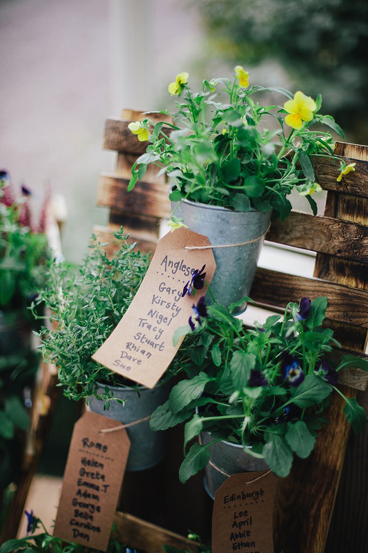 Potted Plant Seating Plan Table Chart Rustic Woodland Floral Wedding http://kellyjphotography.co.uk/