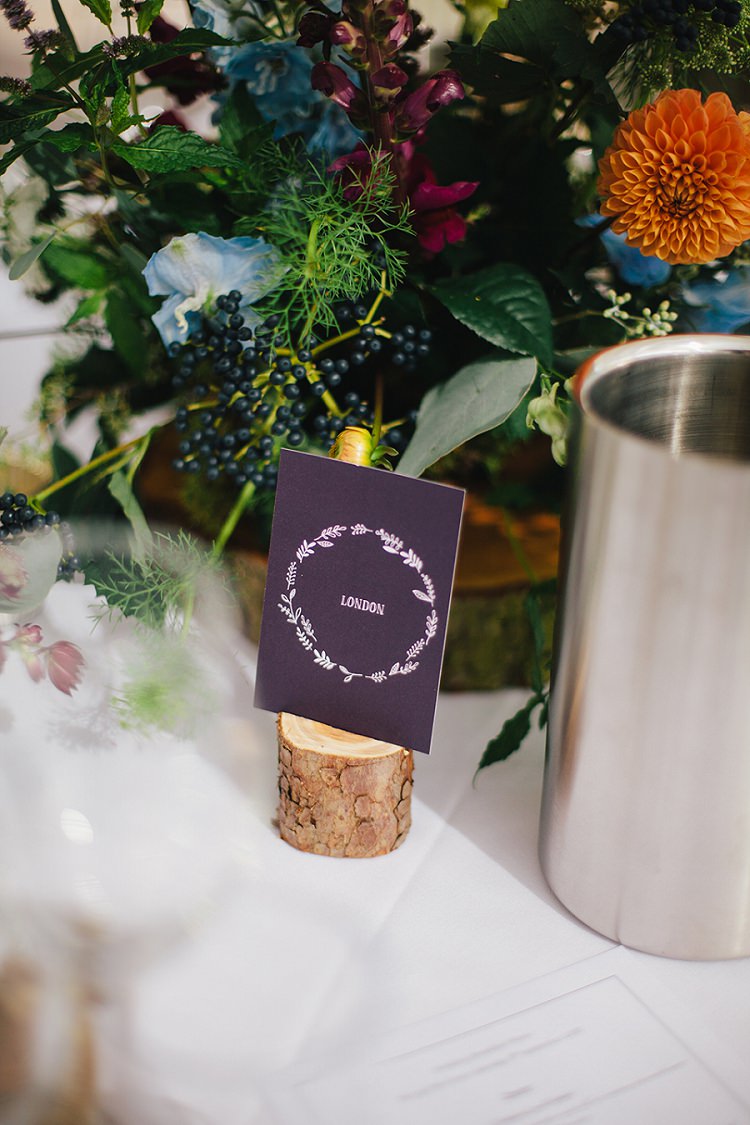 Table Names Places Log Rustic Woodland Floral Wedding http://kellyjphotography.co.uk/