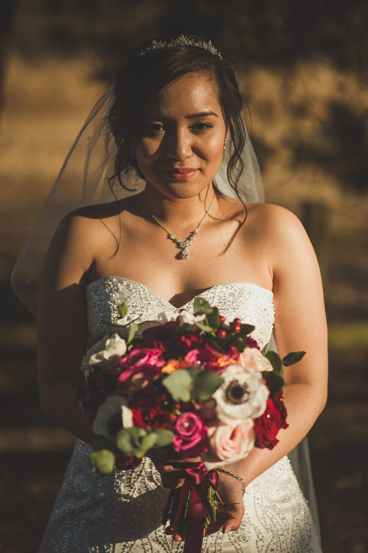 Bride Bridal Make Up Hair Bouquet Romantic Burgundy DIY Winter Barn Wedding http://www.mattpenberthy.com/