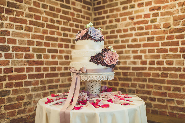Floral Iced Cake Romantic Burgundy DIY Winter Barn Wedding http://www.mattpenberthy.com/