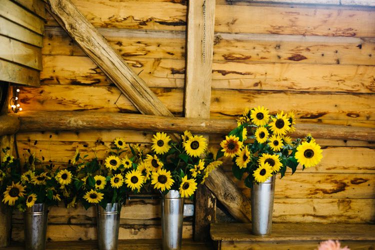 Sunflowers Metal Buckets Vintage Home Made Farm Wedding http://www.honeyandthemoonphotography.co.uk/