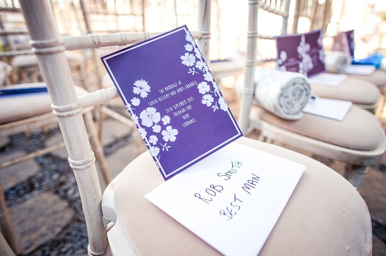 Purple Stationer Order Day Beautiful Cliffside Floral Wedding http://karibellamy.com/