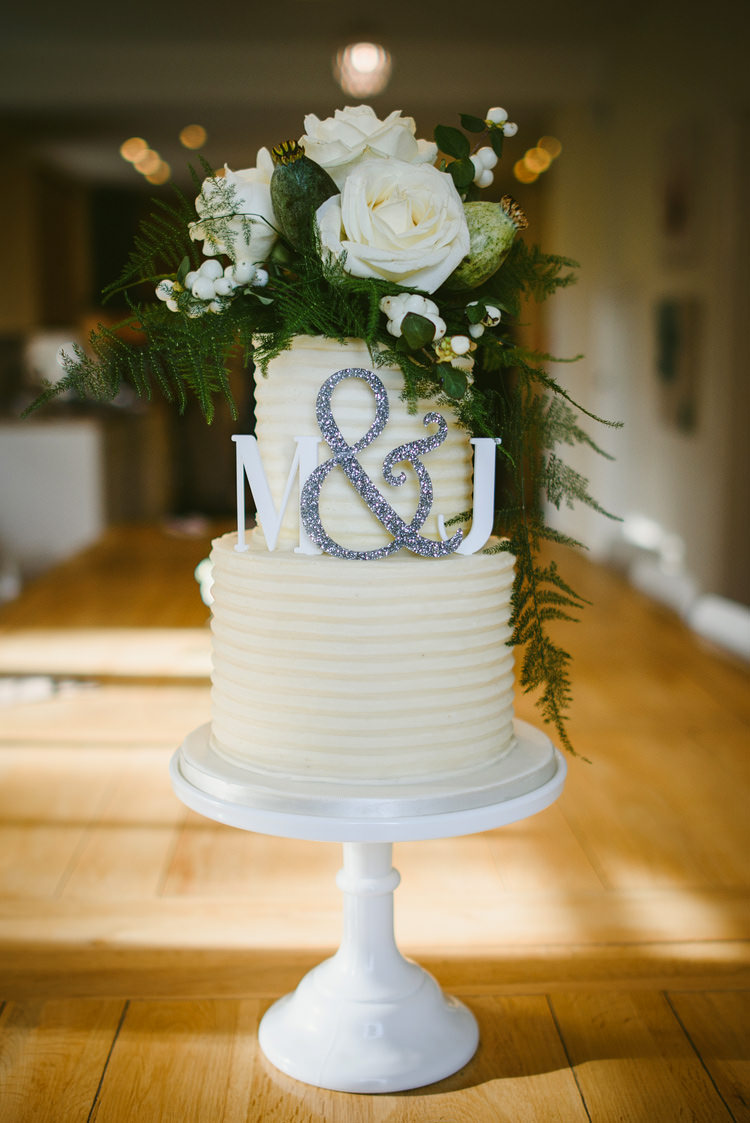 Buttercream Cake Flowers Initials Letters Topper Intimate Outdoor Farmhouse Wedding http://www.abiriley.co.uk/