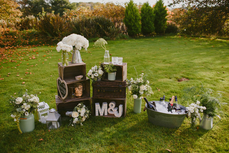 Crates Decor Flowers Drinks Tub Intimate Outdoor Farmhouse Wedding http://www.abiriley.co.uk/