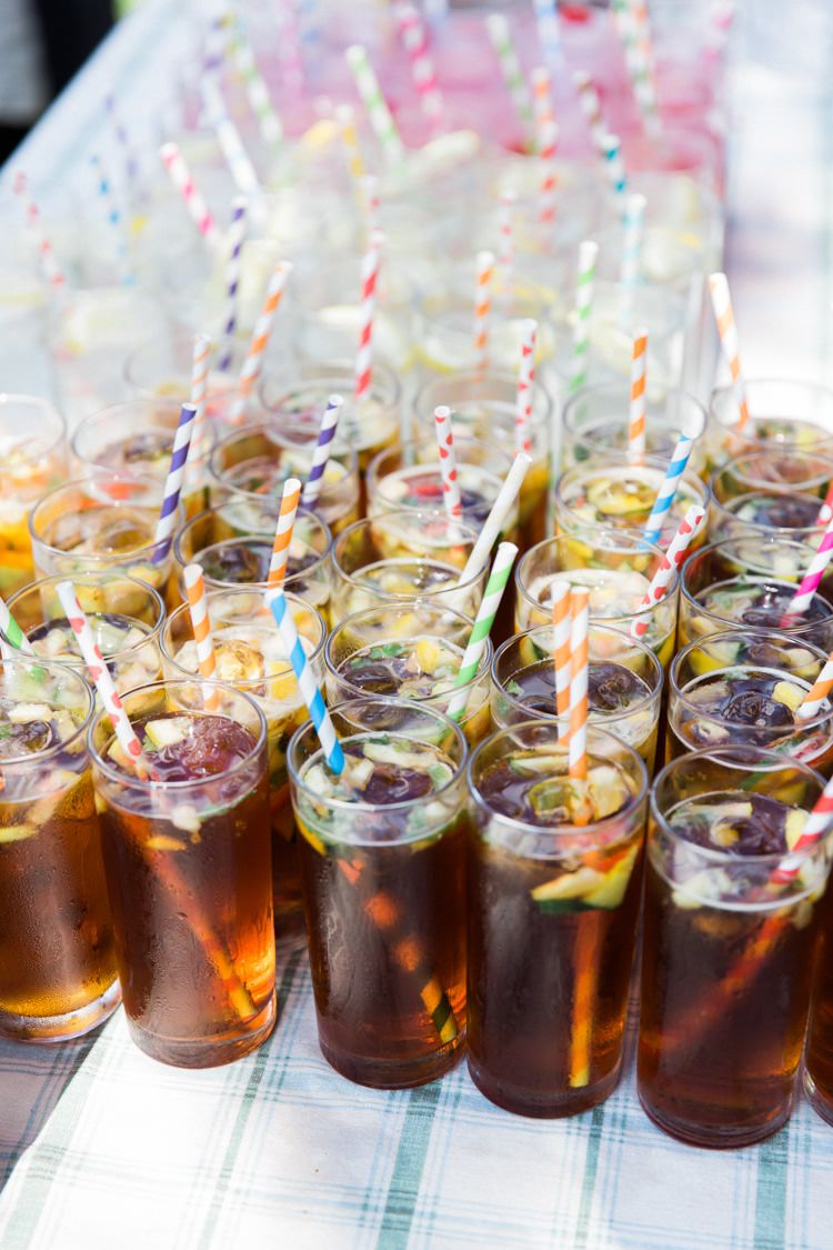 Pimms Drinks Straws Stripy Relaxed Budget Friendly Village Hall Wedding http://www.lisadawn.co.uk/