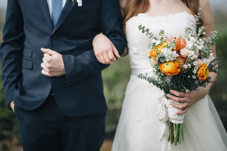 Bouquet Orange Peach Flowers Bride Bridal Wild Flowers Outdoors Heartfelt DIY Wedding http://www.mattandesther.co.uk/
