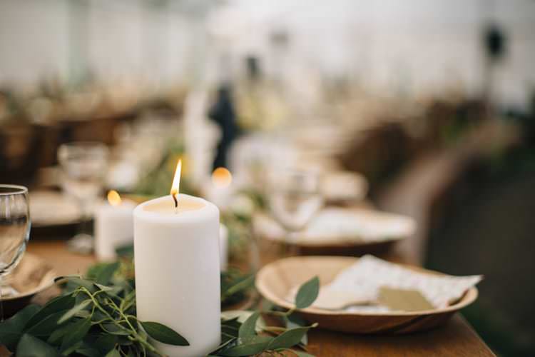 Candles Foliage Runners Greenery Table Decor Wild Flowers Outdoors Heartfelt DIY Wedding http://www.mattandesther.co.uk/