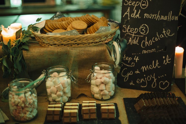 Smores Station Bar Wild Flowers Outdoors Heartfelt DIY Wedding http://www.mattandesther.co.uk/