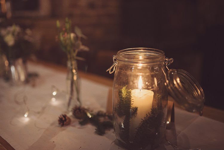 Jar Candle Rustic Folksy Winter Wedding http://www.rebeccadouglas.co.uk/