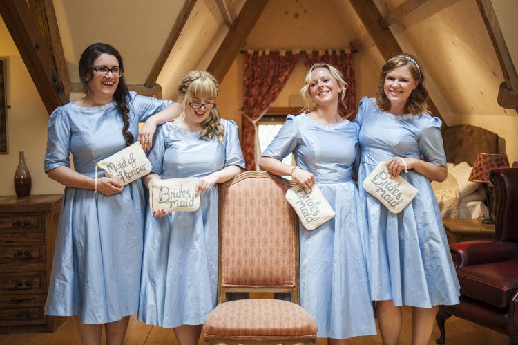 Bridesmaids Dresses Alphabet Bags Clutches Gift Presents Vintage Cornflower Blue Wedding http://eleanorjaneweddings.co.uk/