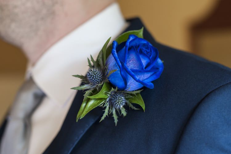 Rose Thistle Buttonhole Vintage Cornflower Blue Wedding http://eleanorjaneweddings.co.uk/
