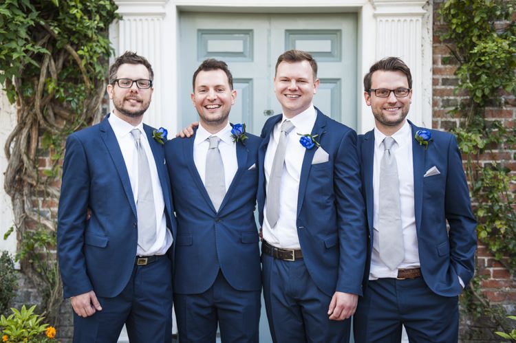 Navy Suits Groom Groomsmen Grey Tie Vintage Cornflower Blue Wedding http://eleanorjaneweddings.co.uk/