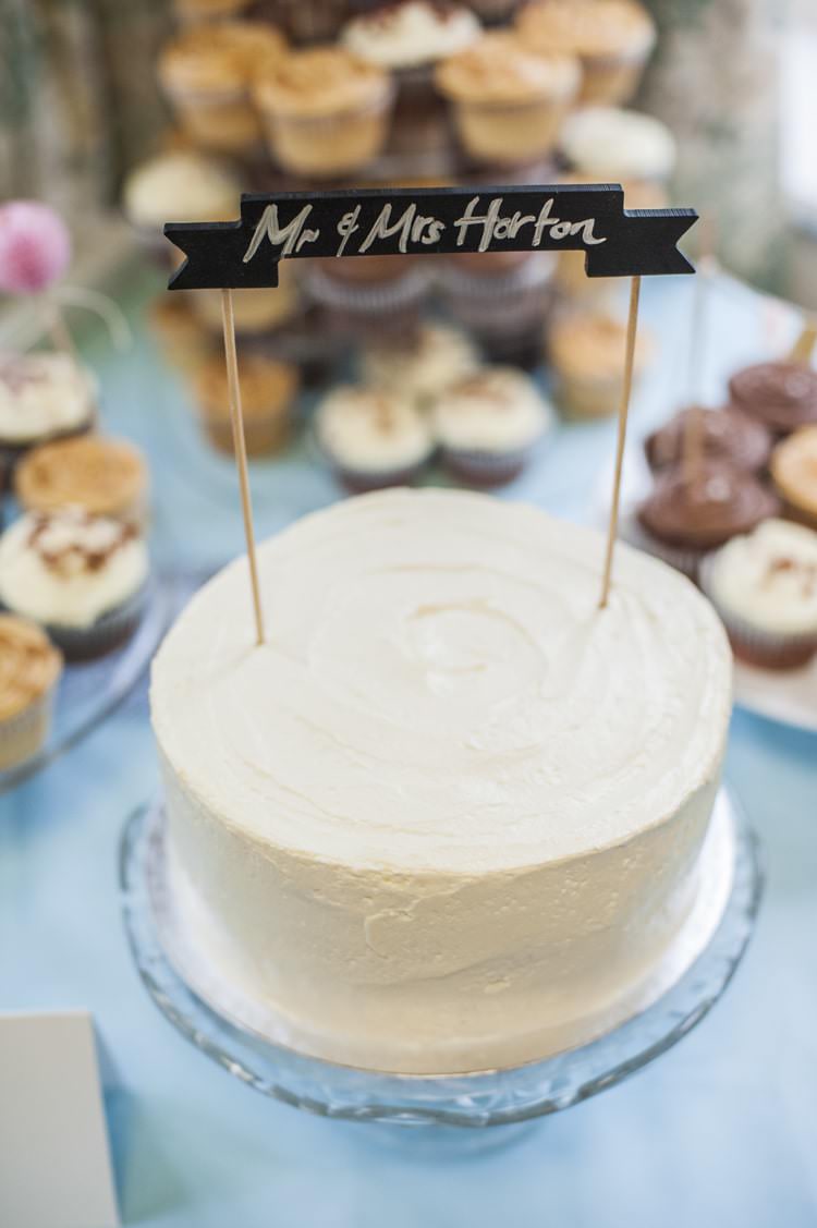 Buttercream Cake Personalised Topper Sign Vintage Cornflower Blue Wedding http://eleanorjaneweddings.co.uk/