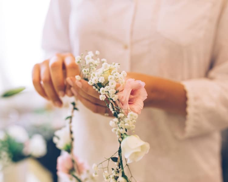 DIY Flower Crown Bride Bridal Boho Beer Festival Wedding http://www.emilysteve.com/