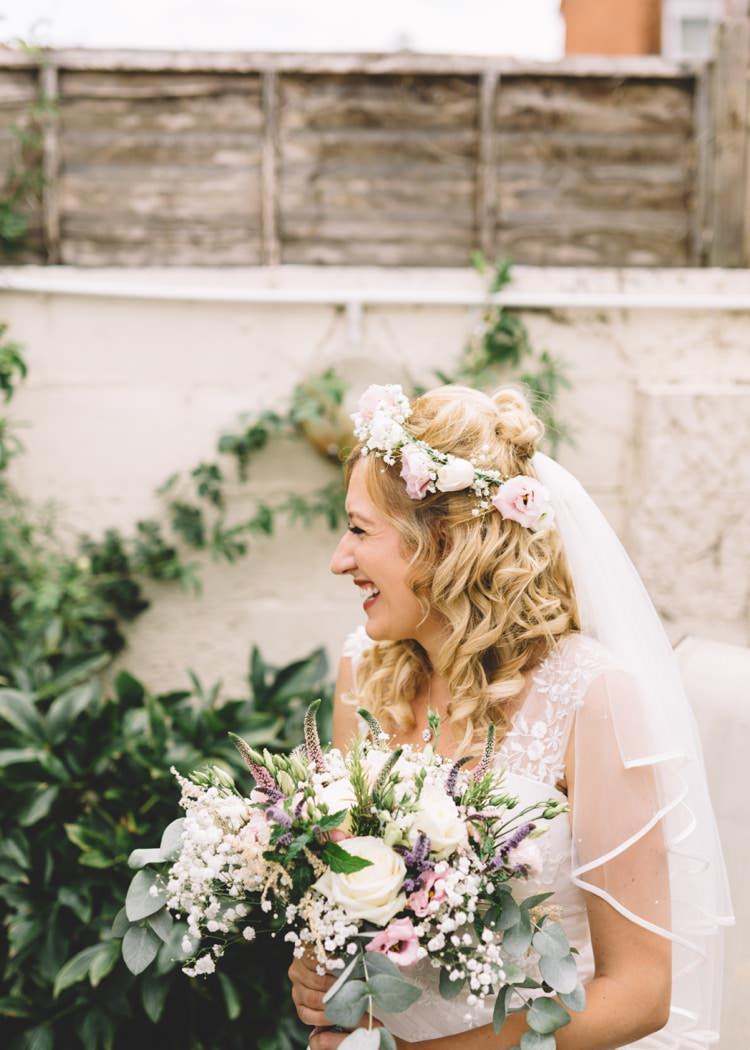Flower Crown Bride Bridal Flowers Summer Pink Pastel Boho Beer Festival Wedding http://www.emilysteve.com/