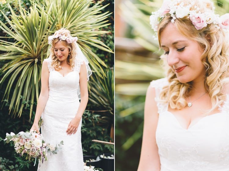 Flower Crown Bride Bridal Flowers Summer Pink Pastel Boho Beer Festival Wedding http://www.emilysteve.com/
