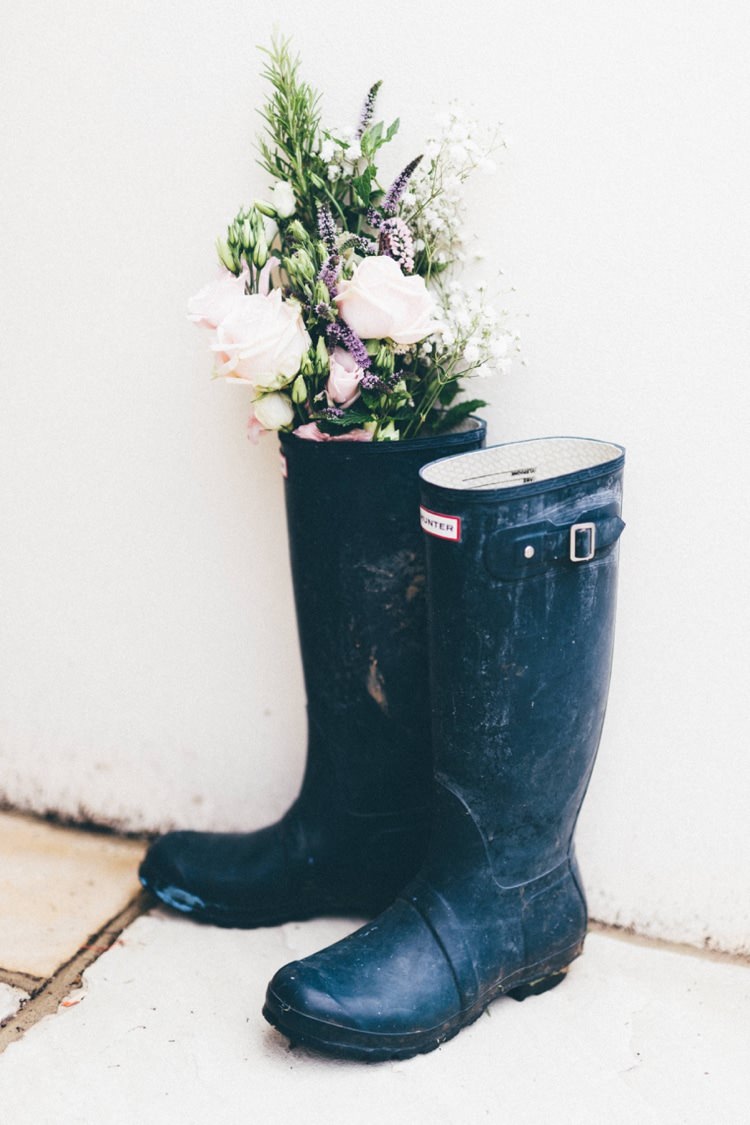 Welly Flowers Boho Beer Festival Wedding http://www.emilysteve.com/