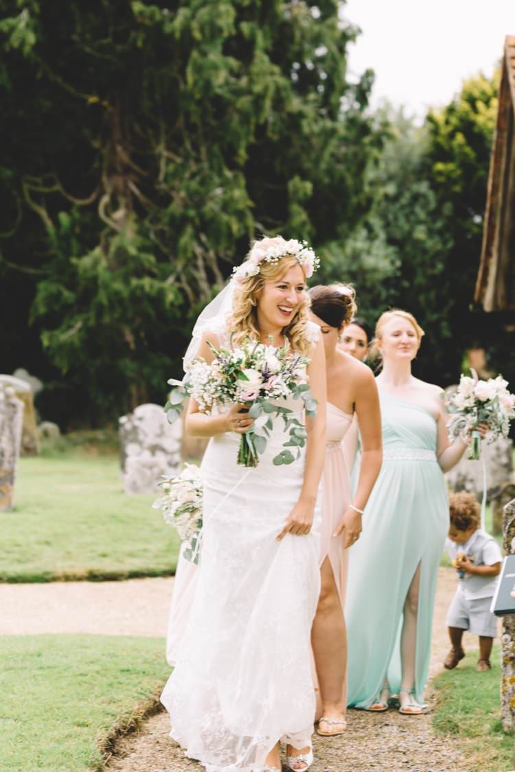 Flower Crown Bride Bridal Flowers Summer Pink Pastel Boho Beer Festival Wedding http://www.emilysteve.com/