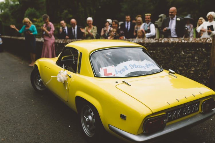 Yellow Classic Car Boho Beer Festival Wedding http://www.emilysteve.com/