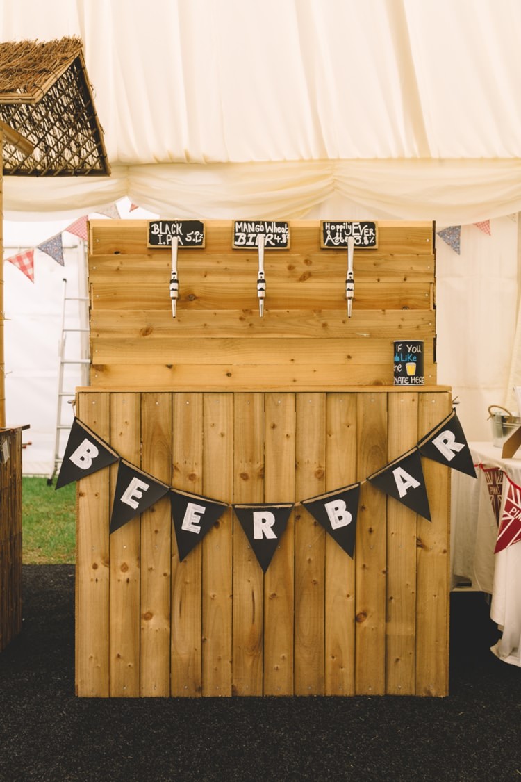 Rustic Wooden Bar Drink Station Boho Beer Festival Wedding http://www.emilysteve.com/