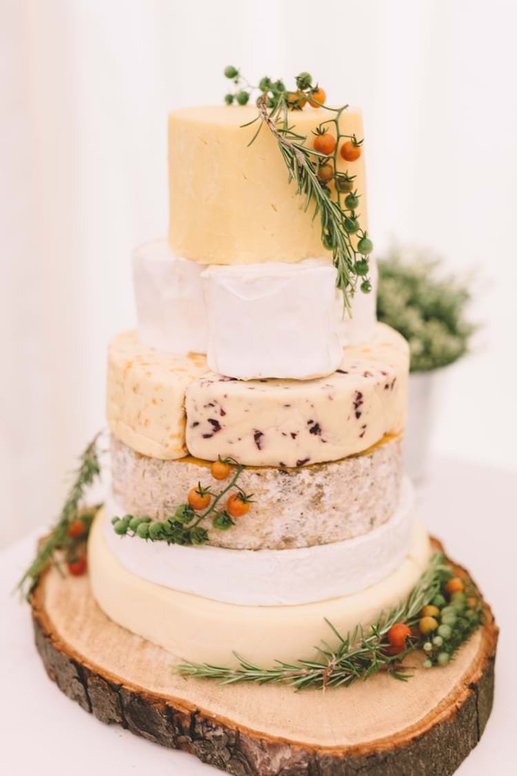 Cheese Tower Cake Stack Log Boho Beer Festival Wedding http://www.emilysteve.com/